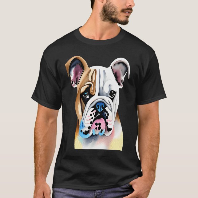 Cute Bulldog Watercolour for bulldog lovers, Men W T-Shirt (Front)