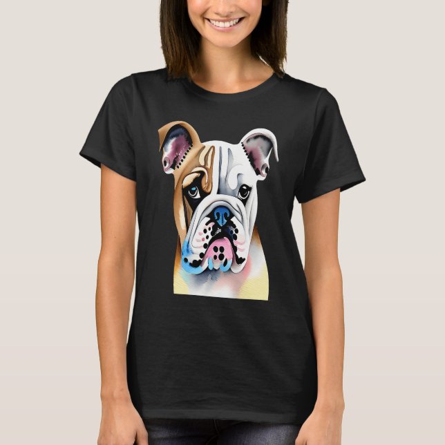 Cute Bulldog Watercolour for bulldog lovers, Men W T-Shirt (Front)