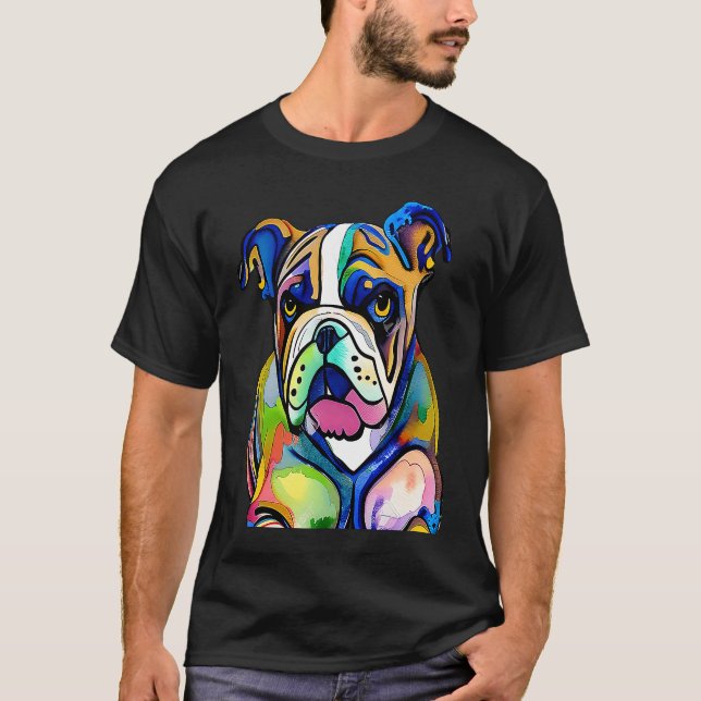 Cute Bulldog Watercolour for bulldog lovers, Men W T-Shirt (Front)