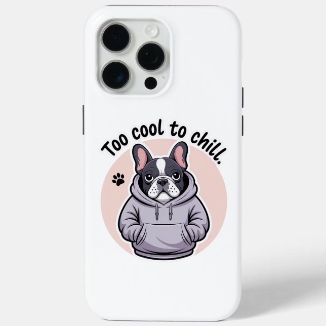 Cute bulldog wearing a hoodie with the text Case-Mate iPhone case (Back)