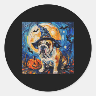 Cute Bulldog Witch _ Funny Dog Halloween Classic Round Sticker