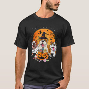 Cute Bulldog Witch Pumpkin Halloween Dog Lover T-Shirt
