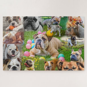 Cute Bulldogs Art   Photo Collage Dogs Jigsaw Puzzle
