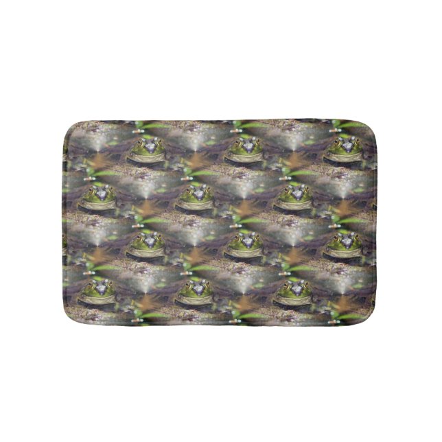 Cute Bullfrog Animal Nature Pattern Bath Mat (Front)