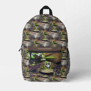 Cute Bullfrog Face Animal Pattern Personalised    Printed Backpack