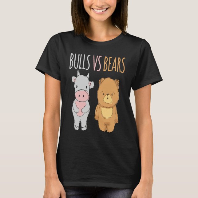 Cute Bulls vs Bears  Forex Crypto Stock Traders T-Shirt (Front)
