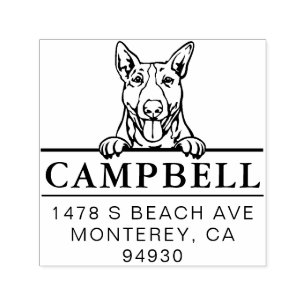 Cute Bullterrier Custom Dog Address Stamp 