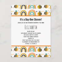 Cute Bumble Bee and Rainbows Pattern Baby Shower