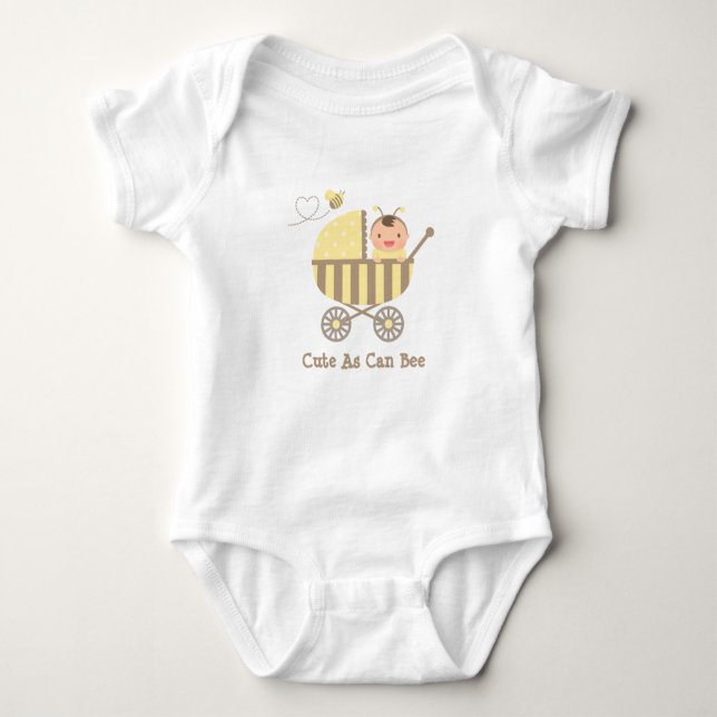 Cute Bumble Bee Baby in Stroller Pun Baby Bodysuit (Front)