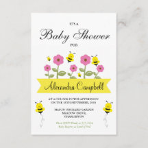 Cute Bumble Bee Baby Shower Invitation