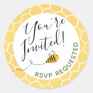 Cute Bumble Bee Baby Shower Party You're Invited Classic Round Sticker