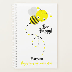 Cute Bumble Bee, Bee Happy Personalized Planner