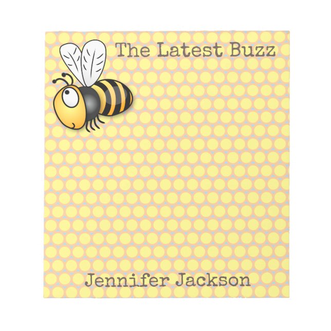 Cute bumble bee cartoon illustration notepad (Front)