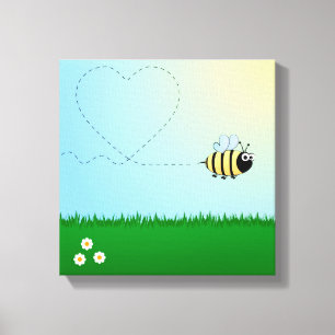 Cute bumble bee cartoon kids wrapped canvas
