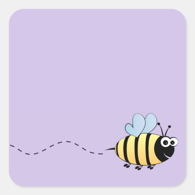 Cute bumble bee cartoon square sticker (Front)