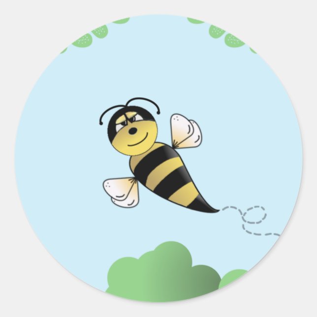 Cute Bumble Bee Classic Round Sticker (Front)
