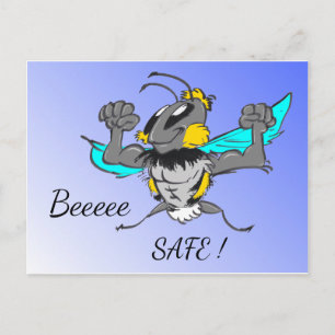 Cute Bumble Bee Cust. Text 'Be Safe' Postcard