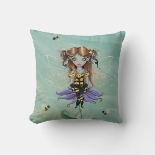 Cute Bumble Bee Fairy Throw Pillow