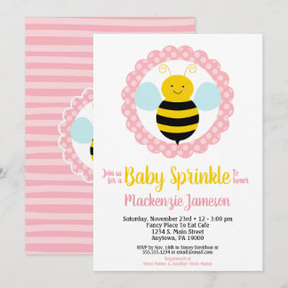 Cute Bumble Bee Girls Baby Sprinkle Invitation