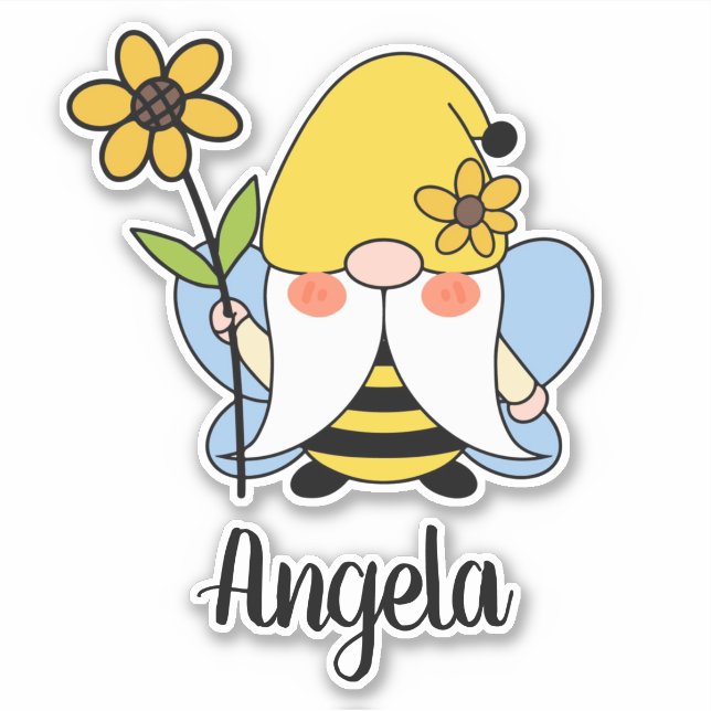 Cute Bumble Bee Gnome  Sticker (Front)