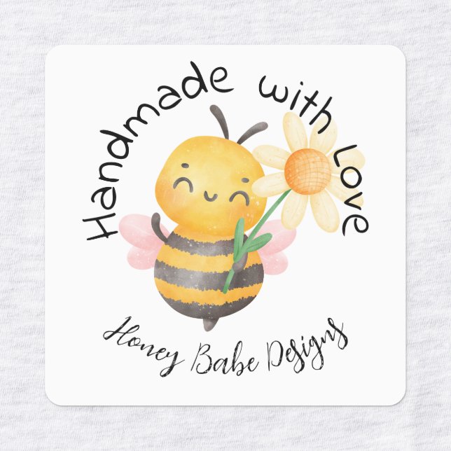 Cute Bumble Bee Handmade with Love Personalised (Design 1)