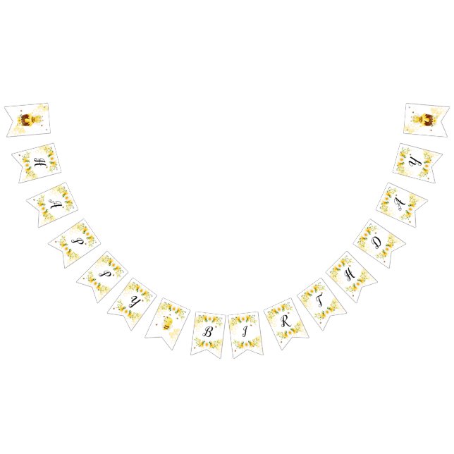 Cute bumble bee Happy birthday Bunting (All)