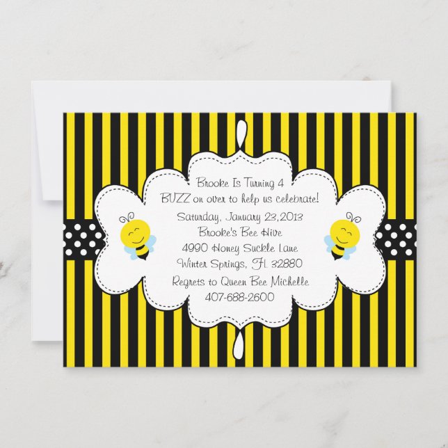 Cute Bumble Bee Invitation (Front)