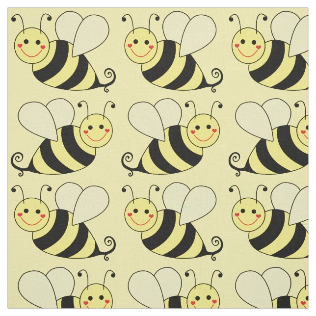 Cute Bumble Bee Pattern v4 Fabric (Swatch)