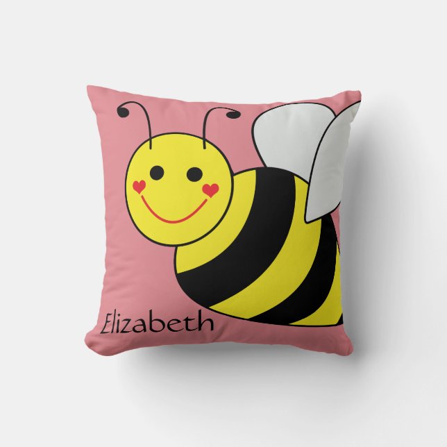 Cute Bumble Bee Personalised Cushion (Front)
