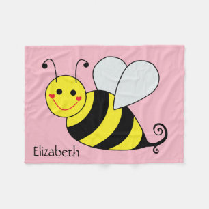 Cute Bumble Bee Personalised Fleece Blanket