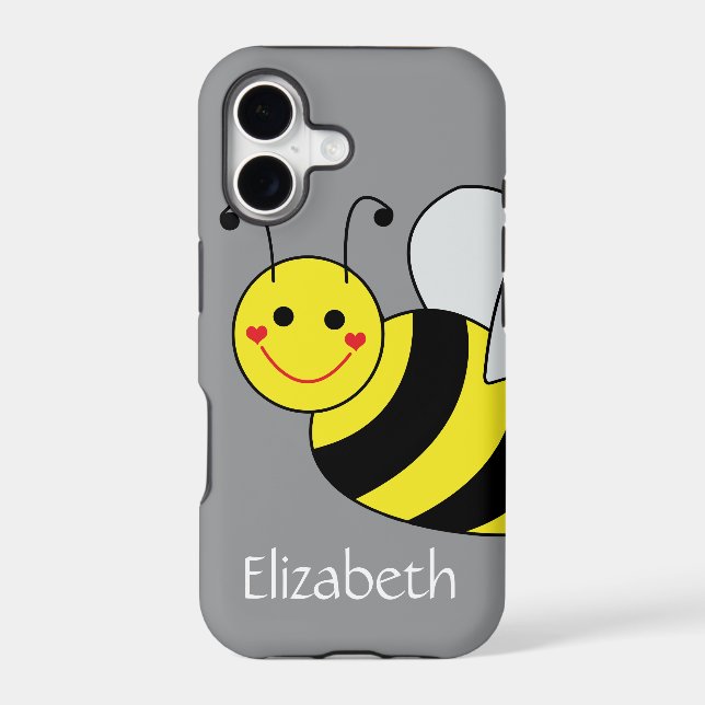 Cute Bumble Bee Personalised Grey (Back)