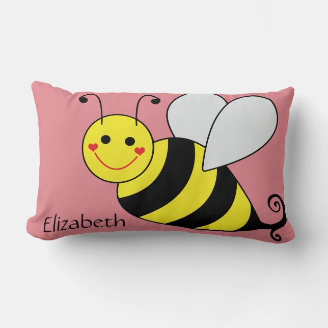 Cute Bumble Bee Personalised Lumbar Cushion (Front)
