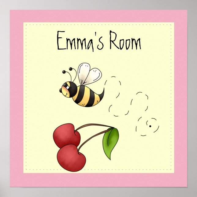 Cute Bumble Bee Personalised Poster (Front)