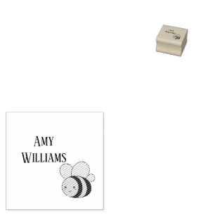 Cute bumble bee personalised  rubber stamp