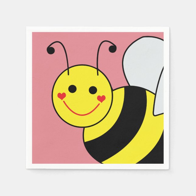 Cute Bumble Bee Pink Napkin (Front)