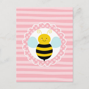 Cute Bumble Bee - Pink Yellow Postcard