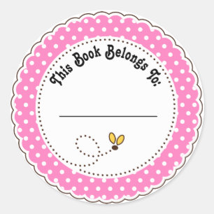 Cute Bumble Bee Reading Bookplates Classic Round Sticker