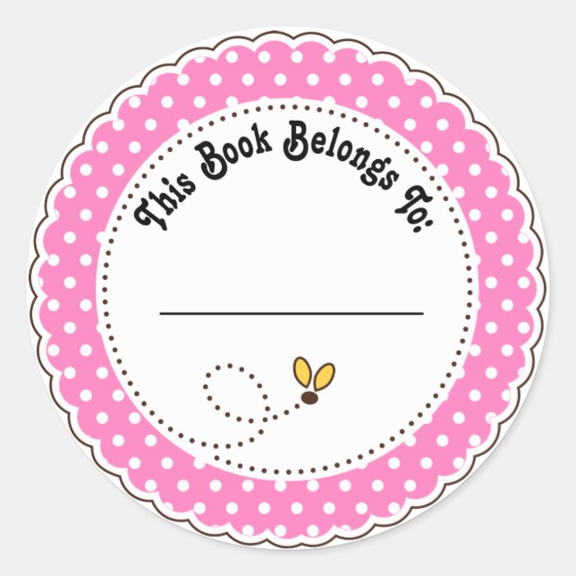 Cute Bumble Bee Reading Bookplates Classic Round Sticker (Front)