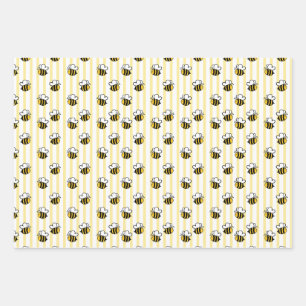 Cute Bumble Bee Seamless Pattern Wrapping Paper Sheet