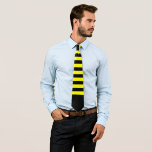 Cute Bumble Bee Style Black Yellow Stripes Pattern Tie