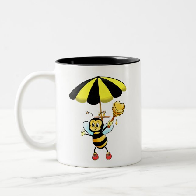 Cute Bumble Bee Two-Tone Coffee Mug (Left)