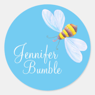 Cute bumble bee watercolor art stickers