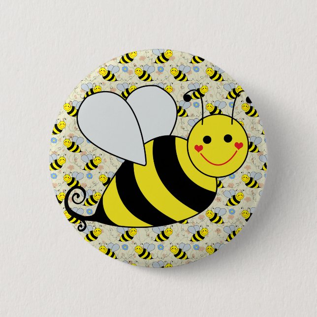 Cute Bumble Bee with Pattern 6 Cm Round Badge (Front)