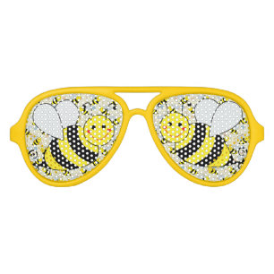 Cute Bumble Bee with Pattern Aviator Sunglasses