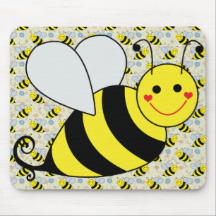 Cute Bumble Bee with Pattern Mouse Pad