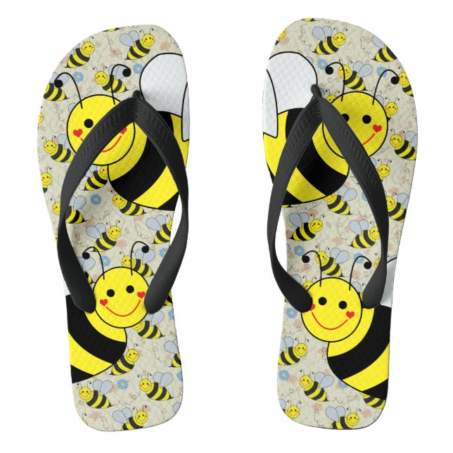 Cute Bumble Bee with Pattern Thongs (Footbed)