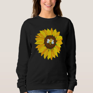 Cute Bumble Bee Yellow Sunflower Blossom Petal Flo Sweatshirt