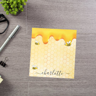 Cute bumble bees honeycomb honey dripping monogram notepad