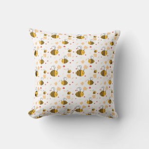 Cute Bumblebee and Flowers Cushion