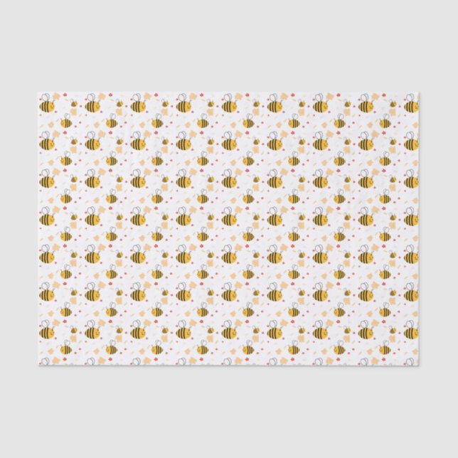 Cute Bumblebee and Flowers Tissue Paper (Front)